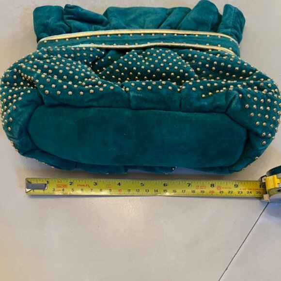VINTAGE ISABEL | Made In the USA Emerald Green Bag with Gold Studs - Picture 12 of 16